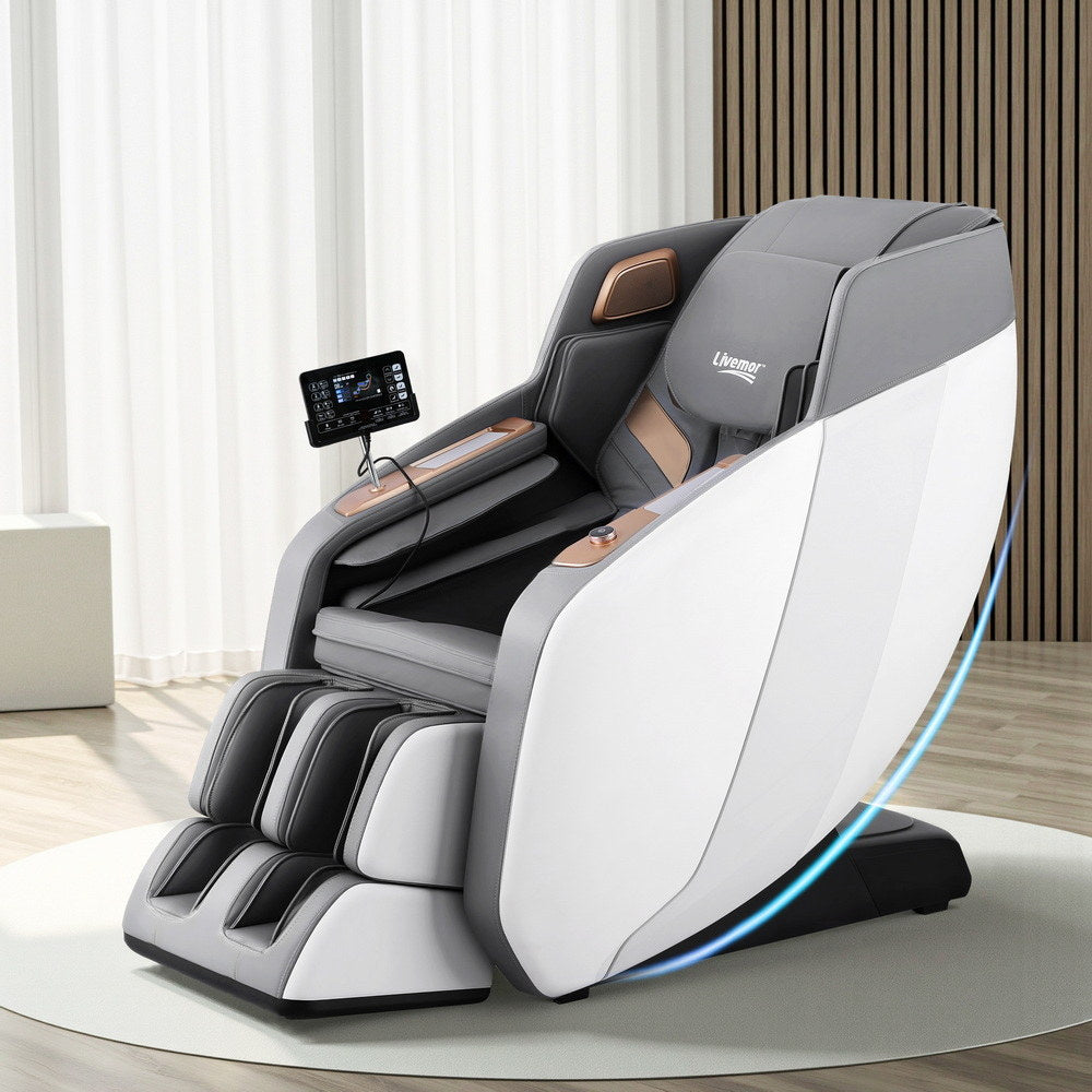 Smart 4D Massage Chair | Livemor ROWA – Electric Recliner with Bluetooth & Heat (White)