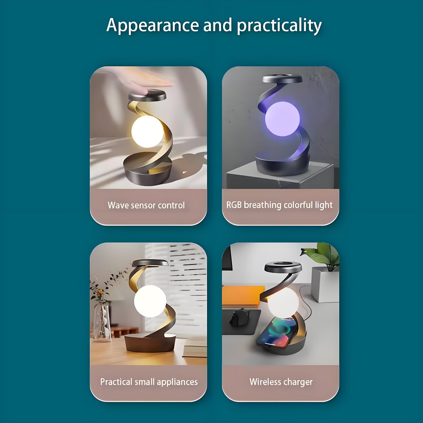 Rotating Levitating Night Light | RGB Colors & Wireless Charging