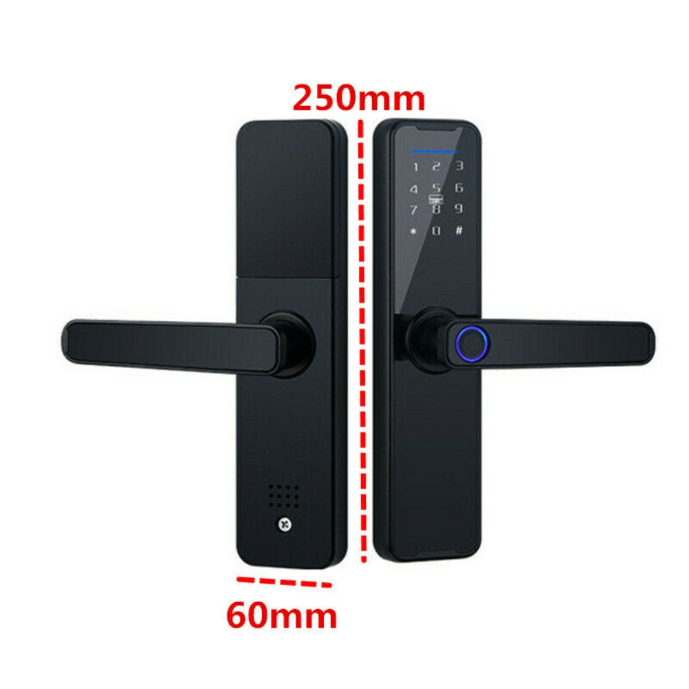 Smart Tuya Door Lock | WiFi Fingerprint, PIN, IC Card, App Control (Black)