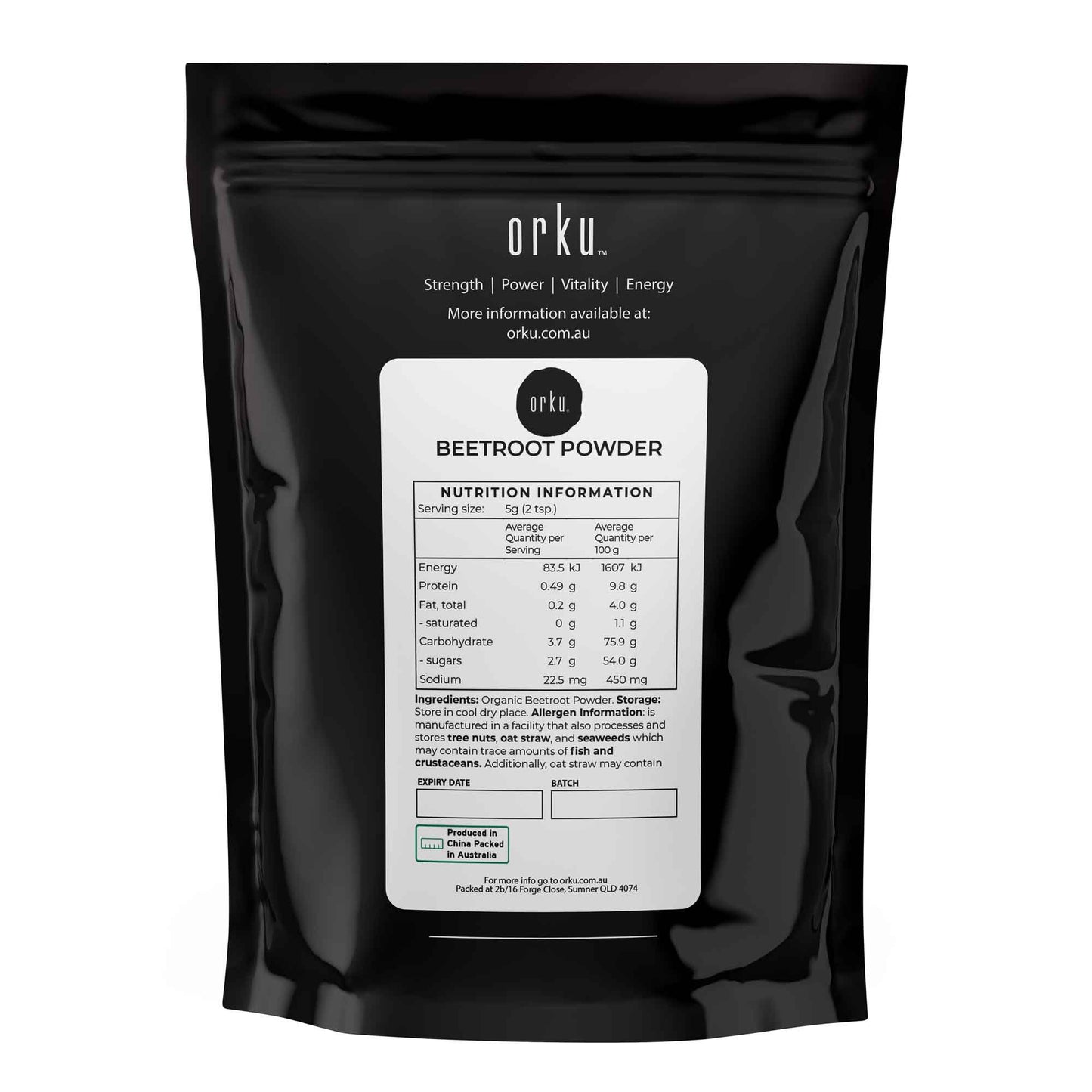 Organic Beetroot Powder 1kg – Beta Vulgaris (1kg)