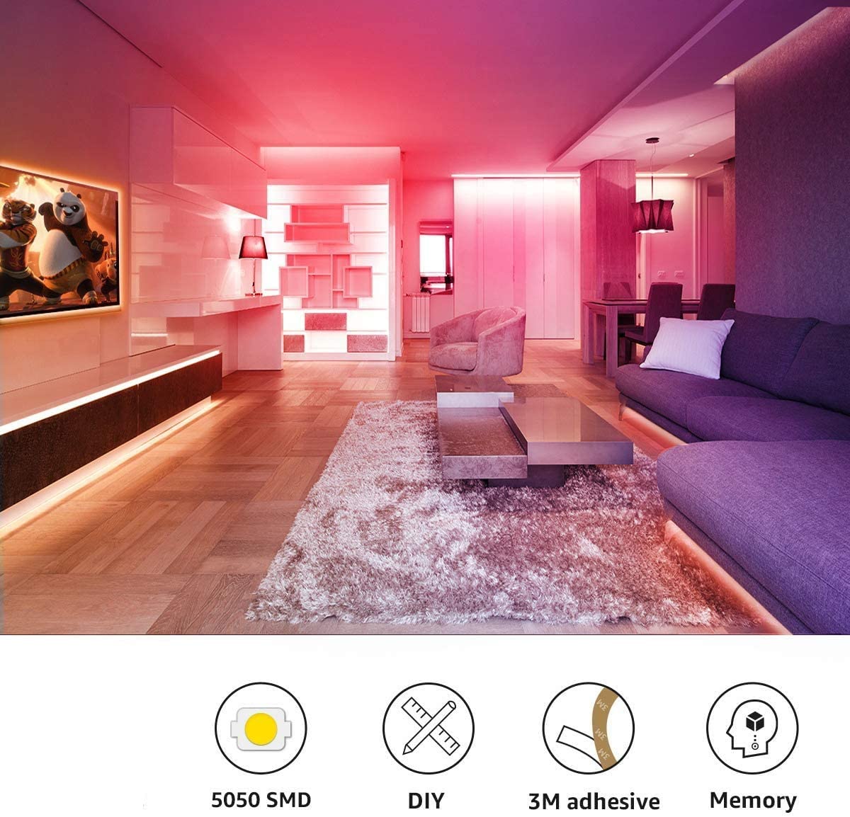 Smart 5050 RGB LED Strip Light | 5M Waterproof IP65 with 44-Key IR Controller