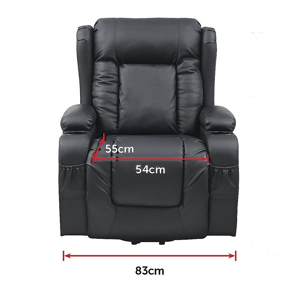 Smart Heated Lift Recliner Massage Chair | Power Lift, Vibration & USB Charging (Black)