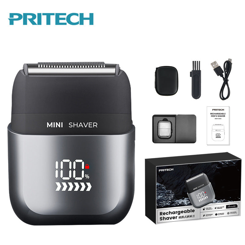 PRITECH Smart Portable Mini Electric Shaver – Digital Display (Model RSM-2289, UV Light Blue)