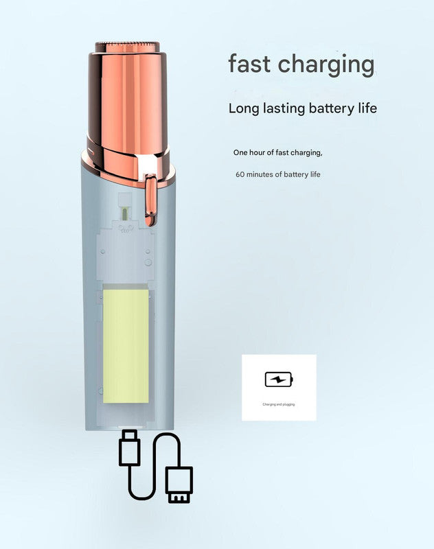 Smart Mini Lipstick Shaver | USB Rechargeable Facial Hair Remover (Red Bean)