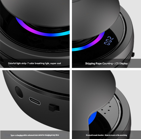 Smart Electric Jump Rope Machine with Bluetooth Music & LED Lights | Pink