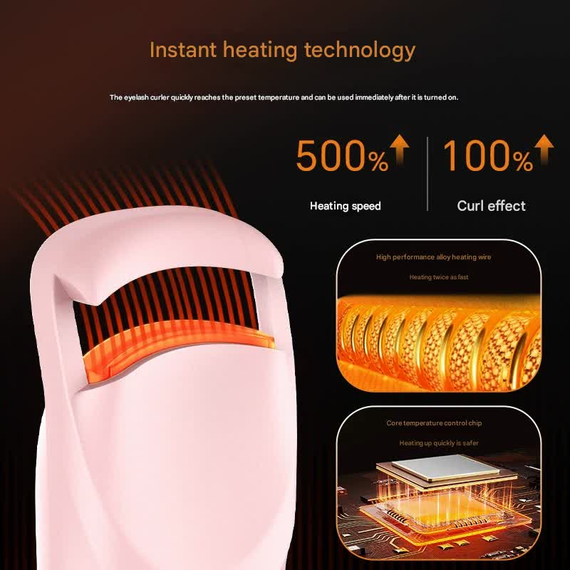 Electric Heated Eyelash Curler | USB-C Rechargeable Fast-Heating Lash Lifter (Pink)
