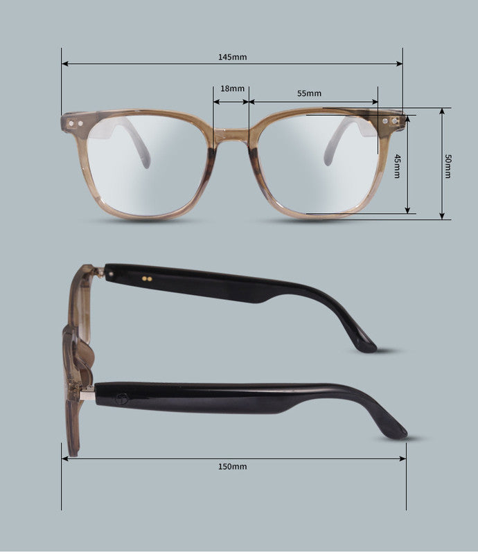 Smart Audio Glasses Coffee Brown | Photochromic Anti-Blue Light Open-Ear Bluetooth 5.4