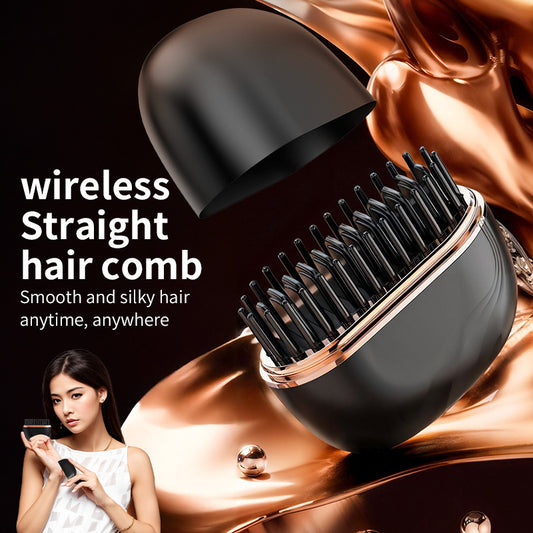 Smart Mini Hair Straightening Comb | Wireless Charging & 3-Speed Heat Control