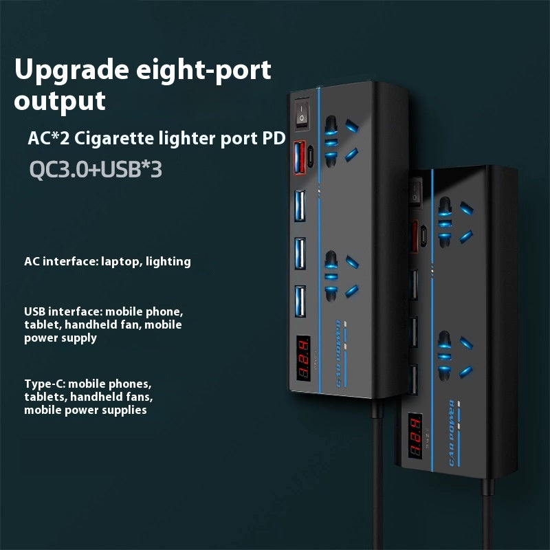 Car Inverter Charger | 12V/24V to 110V/220V Power Adapter with LCD Display