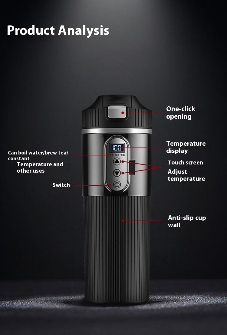 Smart Car Boiling Travel Mug | Portable Self-Heating Vacuum Cup