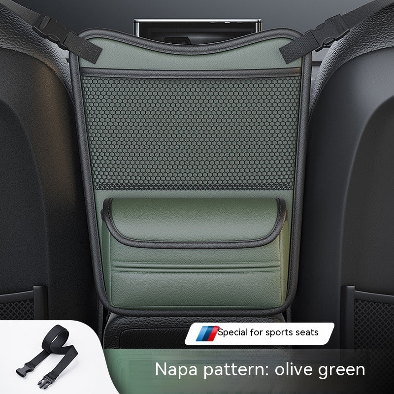 Smart Car Middle Seat Hanging Storage Bag | Premium Napa Leather & Waterproof Design