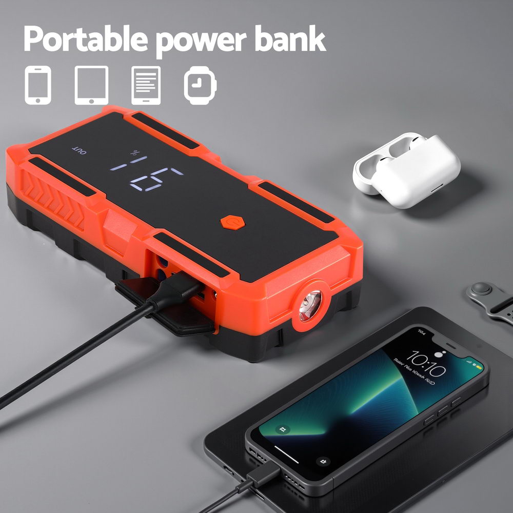 Smart 3000A Portable Car Jump Starter | Giantz 12V Lithium Booster Pack & Power Bank
