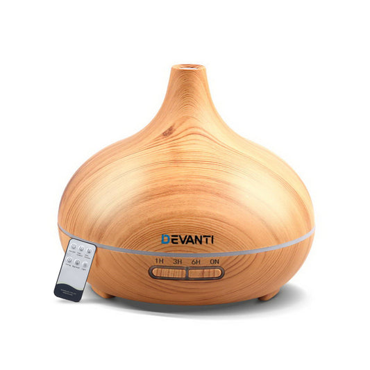 Smart Aroma Diffuser & Humidifier 300ml | Devanti (Wood Grain)
