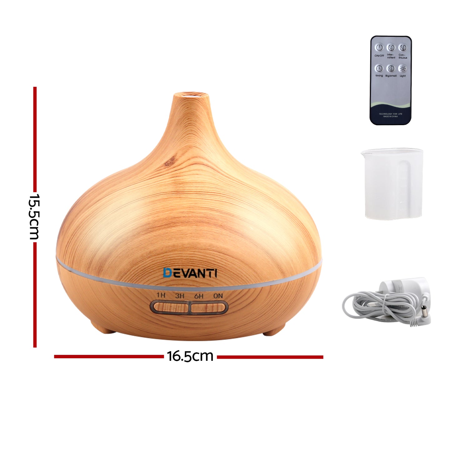 Smart Aroma Diffuser & Humidifier 300ml | Devanti (Wood Grain)