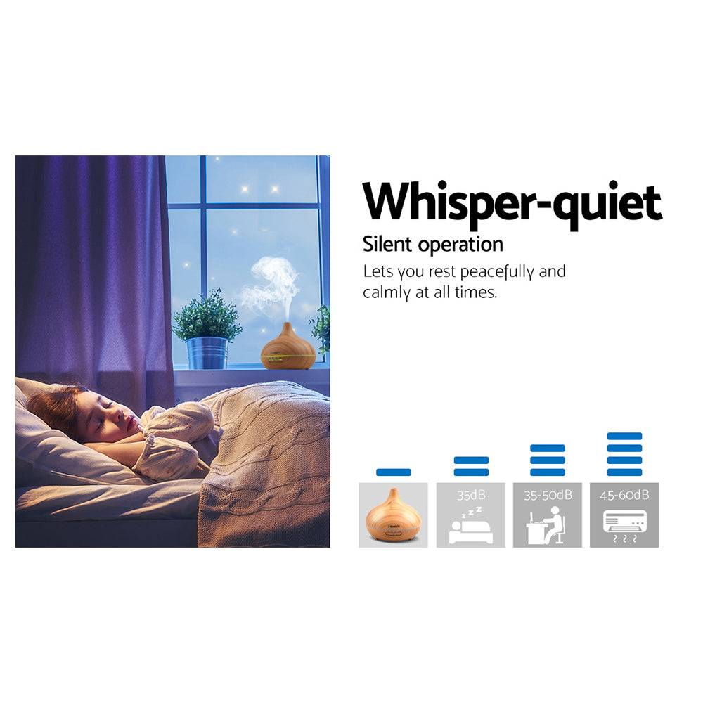 Smart Aroma Diffuser & Humidifier 300ml | Devanti (Wood Grain)