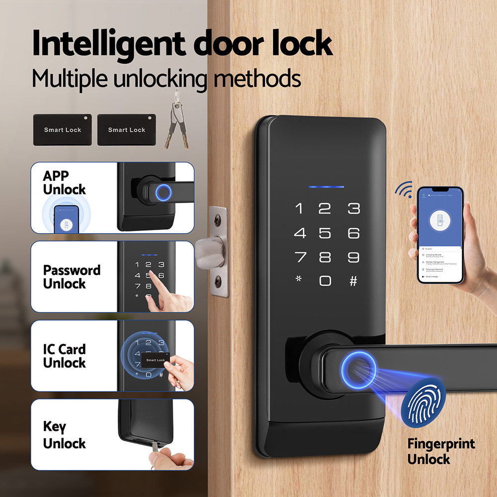Smart Fingerprint Door Lock | UL-tech Electronic Handle (Black)