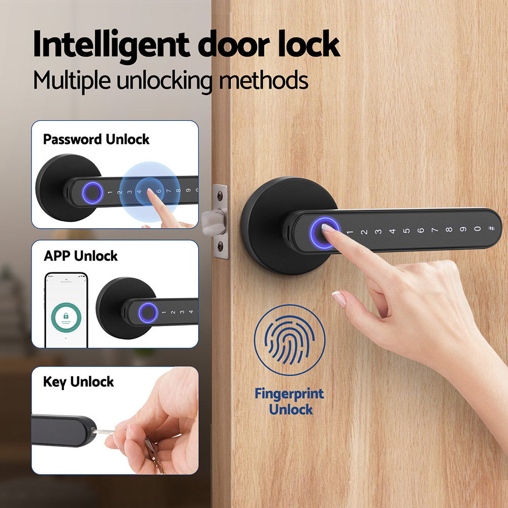UL-tech Fingerprint Door Lock Smart Electronic Handle – Black
