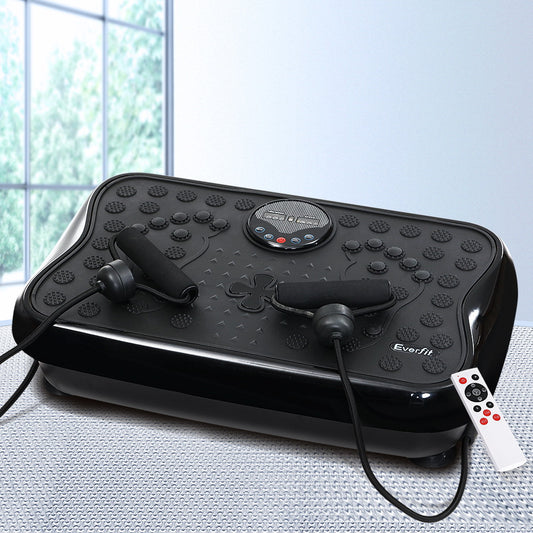 Everfit Vibration Machine Platform with Resistance Ropes (Black)