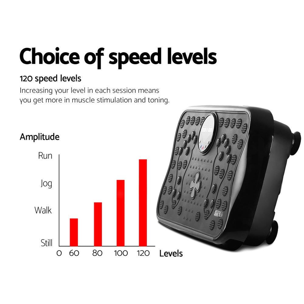 Everfit Vibration Machine Platform with Resistance Ropes (Black)