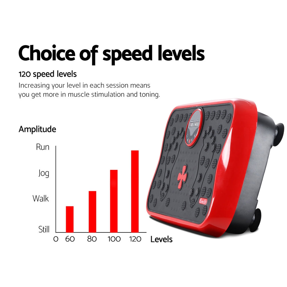Everfit Vibration Machine Platform with Resistance Ropes (Red)