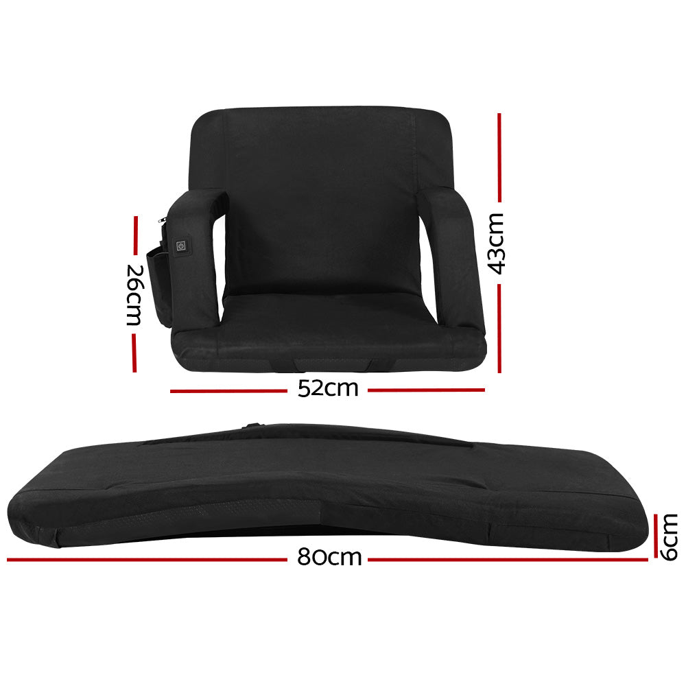Smart Heated Floor Recliner | Artiss Lounge Sofa Bed with Armrest (Black)