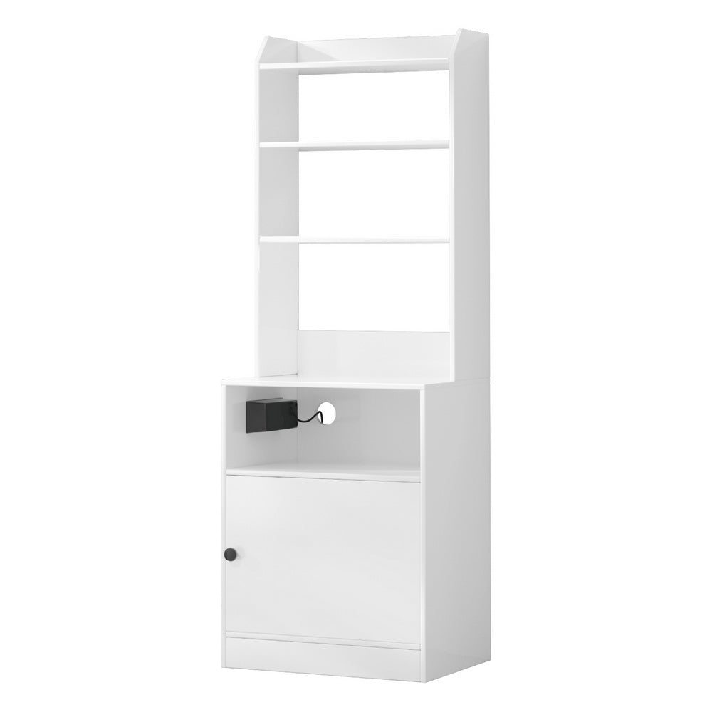 Smart Bedside Table | Artiss Charging Station Nightstand with AC & USB Ports (White)