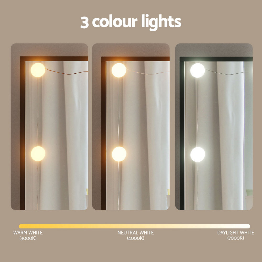 Smart LED Vanity Dressing Table Set | Artiss 10-Bulb Makeup Desk with Stool (Black)