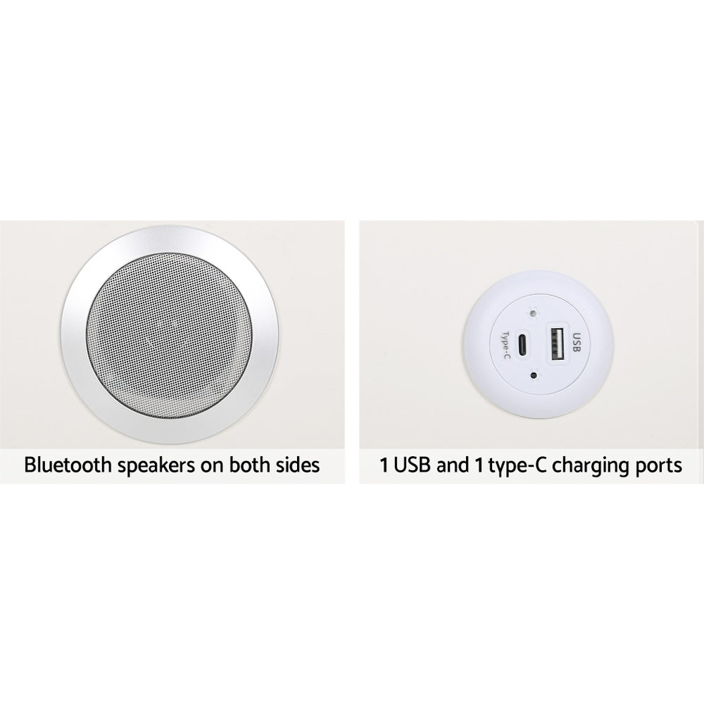 Smart Bedside Table | Artiss AIKA 2-Drawer LED with Wireless Charging (White)