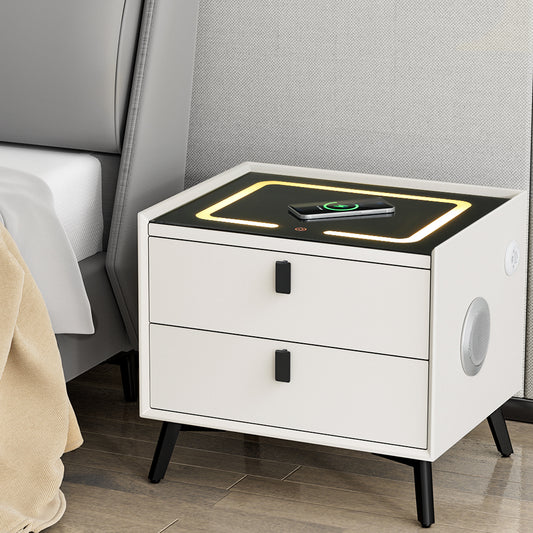Smart Bedside Table | Artiss AIKA 2-Drawer LED with Wireless Charging (White)
