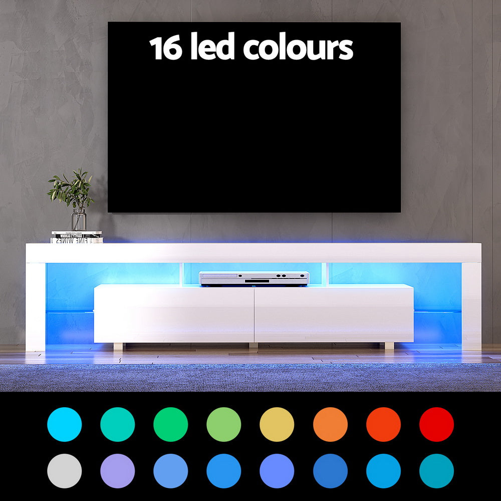 Smart LED TV Entertainment Unit | Artiss Elo 200cm High-Gloss Cabinet (White)