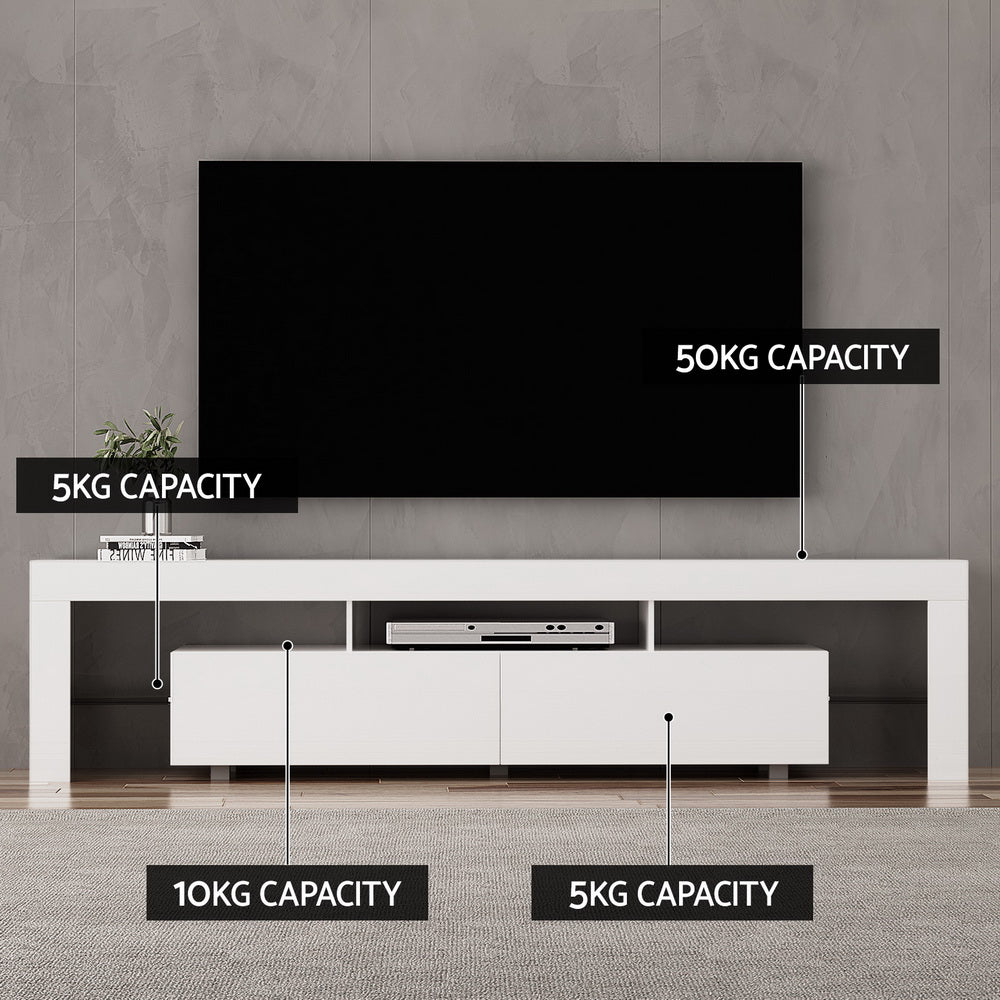 Smart LED TV Entertainment Unit | Artiss Elo 200cm High-Gloss Cabinet (White)