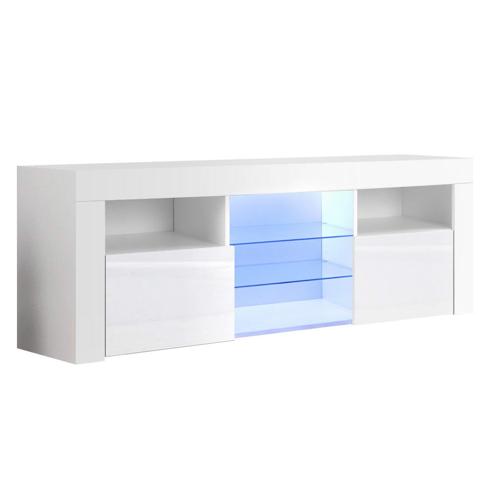Smart LED TV Entertainment Unit | Artiss Bobi 160cm High-Gloss Cabinet (White)