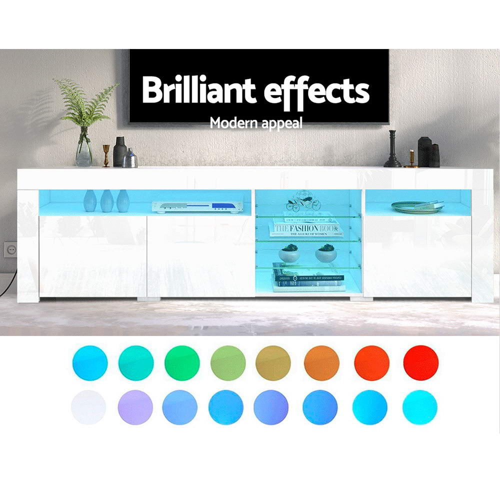 Artiss Entertainment Unit TV Cabinet LED 180cm White Bobi