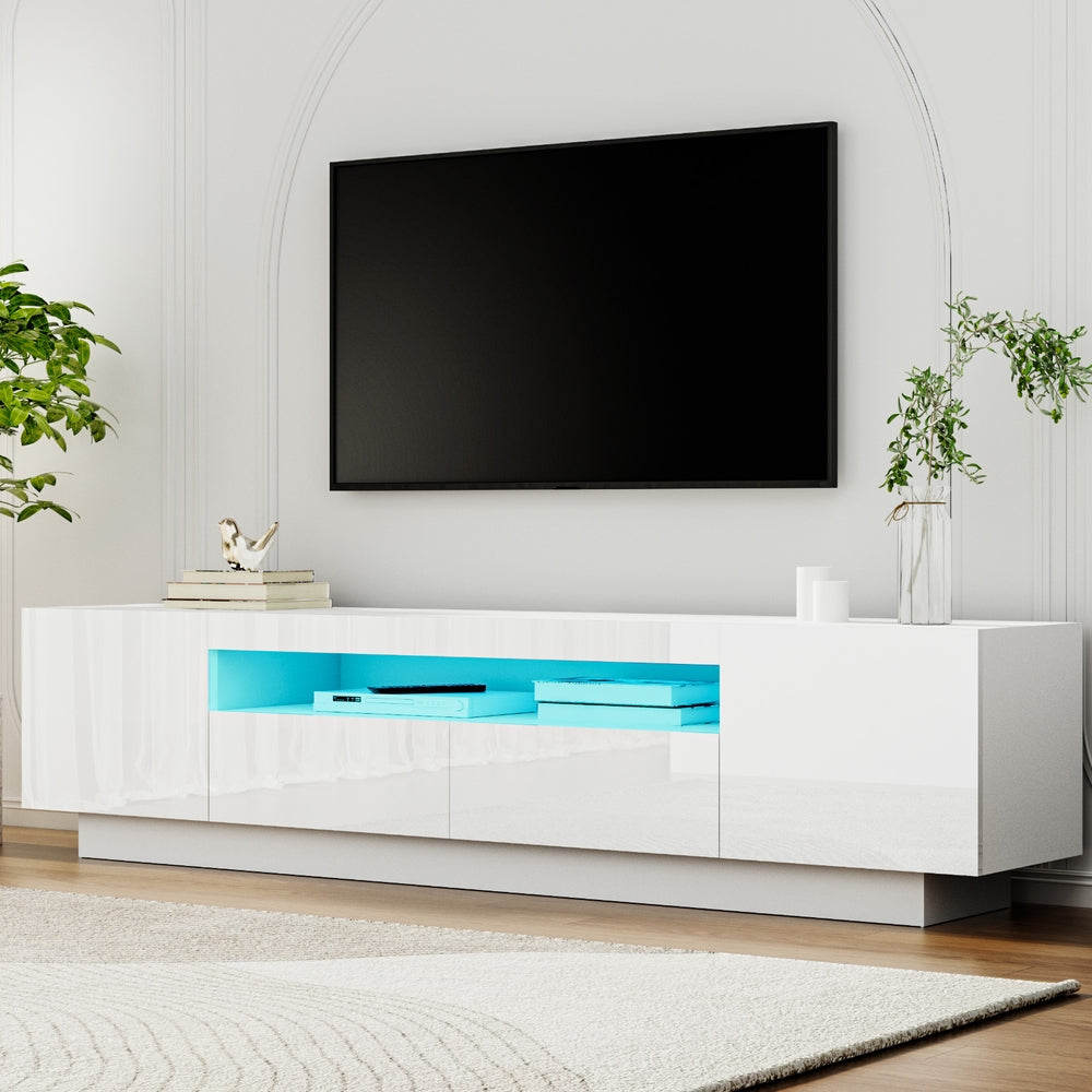Smart LED TV Entertainment Unit | Artiss 180cm High-Gloss Storage Cabinet (White)