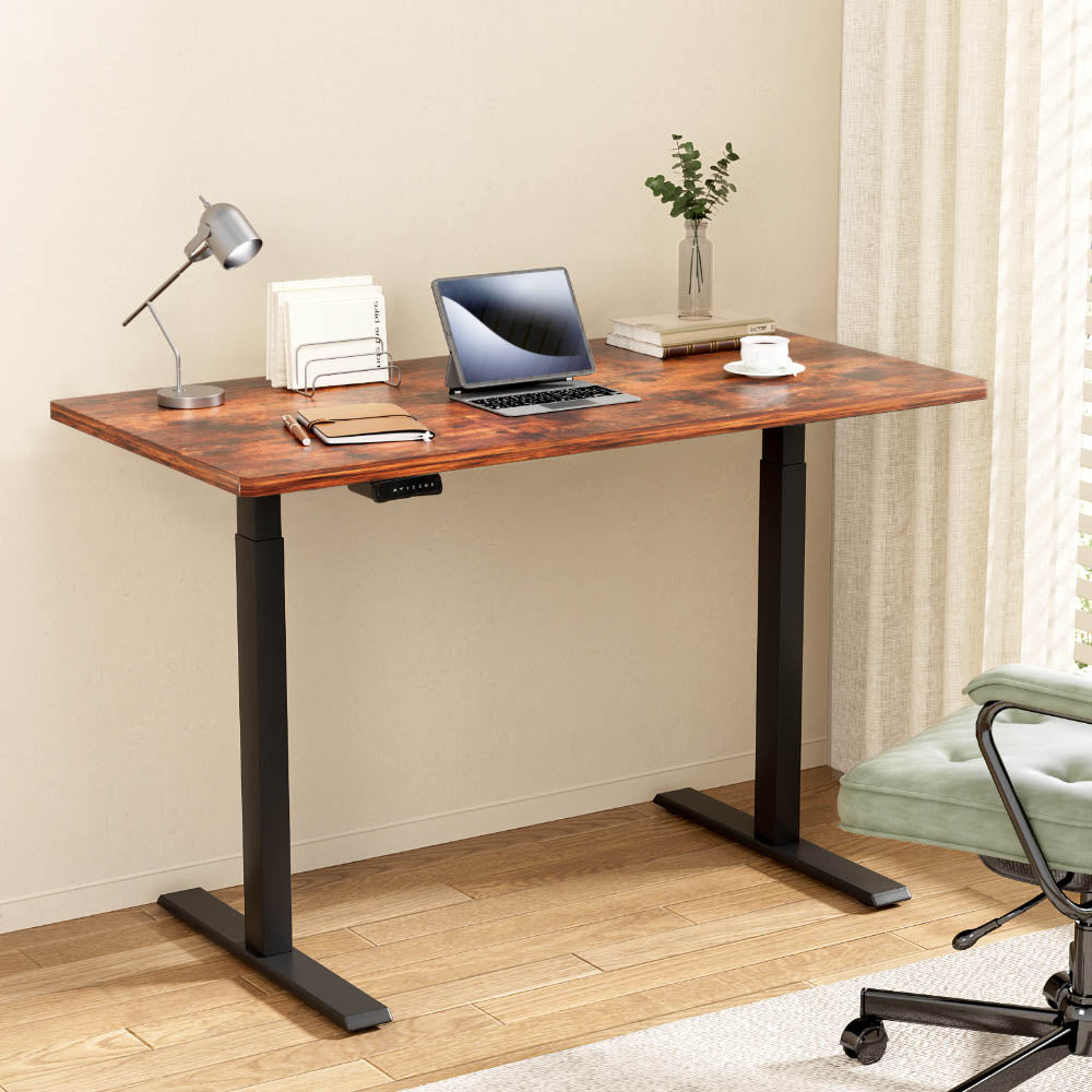 Smart Motorised Standing Desk | Dual-Motor Adjustable Workstation (Rustic Brown)