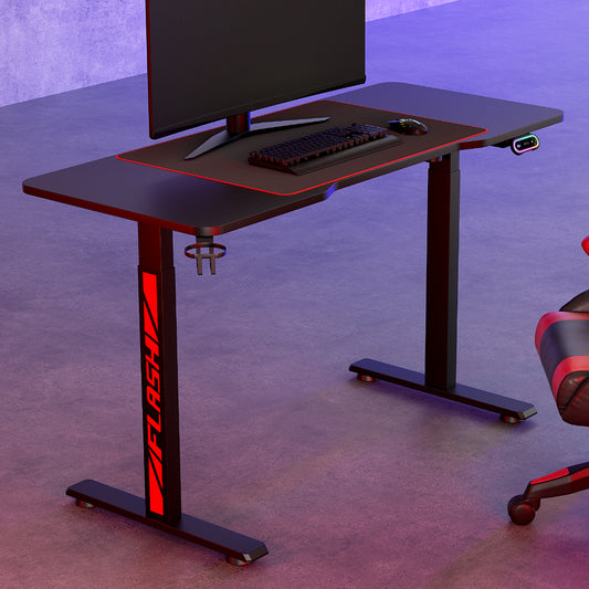Smart Motorised Gaming Desk | LED RGB Standing Workstation (Black)