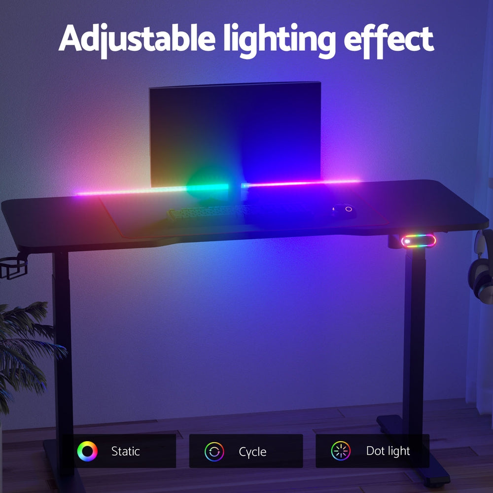 Smart Motorised Gaming Desk | LED RGB Standing Workstation (Black)