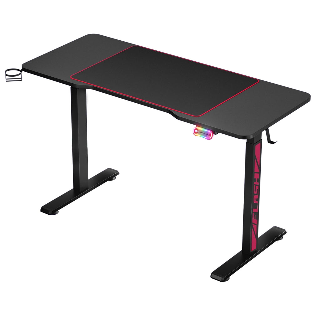 Smart Motorised Gaming Desk | LED RGB Standing Workstation (Black)