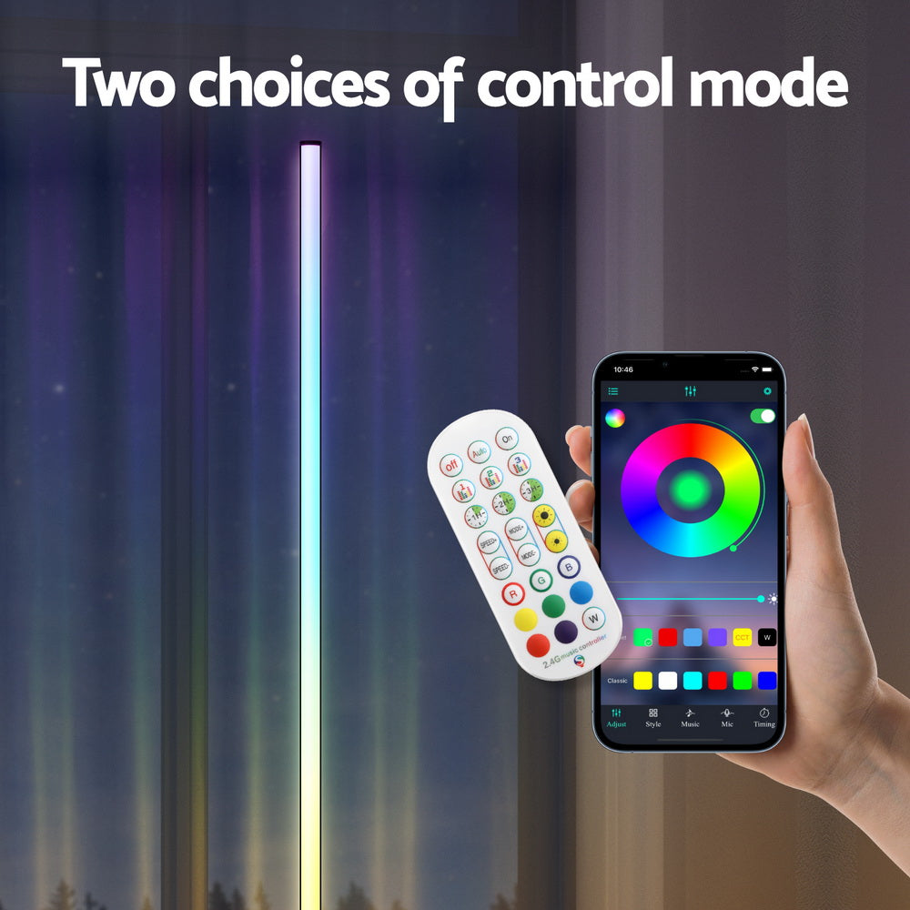 Artiss RGB LED Floor Lamp | Corner Gaming & Ambient Light with Remote & App Control