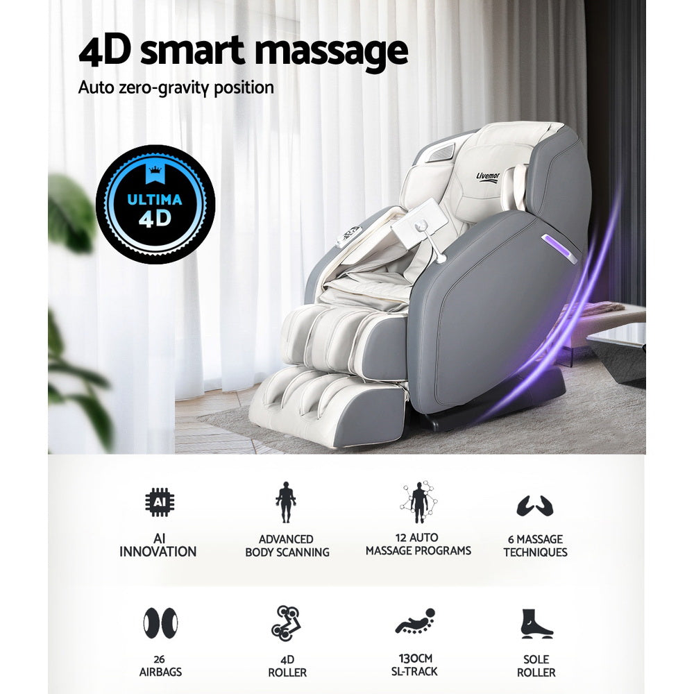 Livemor 4D Massage Chair Electric Recliner Home Massager (Gary)