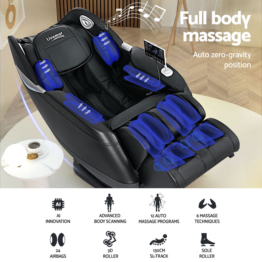 Livemor Massage Chair Electric Recliner Home 3D Massager (Flynn)