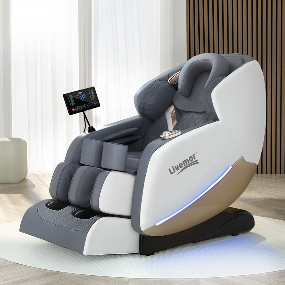 Smart Massage Chair | Livemor Beryl Electric Recliner with Bluetooth, Heat & Voice Control (Grey)