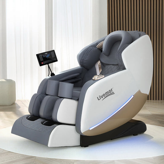 Smart Massage Chair | Livemor Beryl Electric Recliner with Bluetooth, Heat & Voice Control (Grey)
