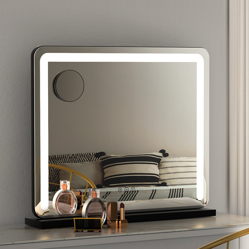 Smart LED Hollywood Makeup Mirror | Embellir 60x50cm Tabletop Vanity (Black)
