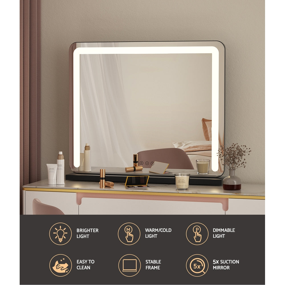 Smart LED Hollywood Makeup Mirror | Embellir 60x50cm Tabletop Vanity (Black)
