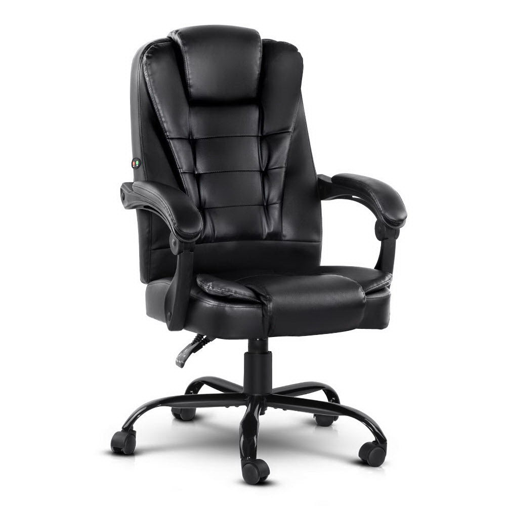Smart Massage Office Chair | Artiss Executive Recliner (Black)