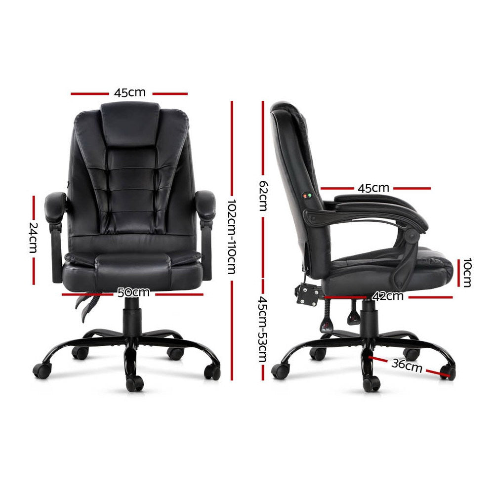 Smart Massage Office Chair | Artiss Executive Recliner (Black)