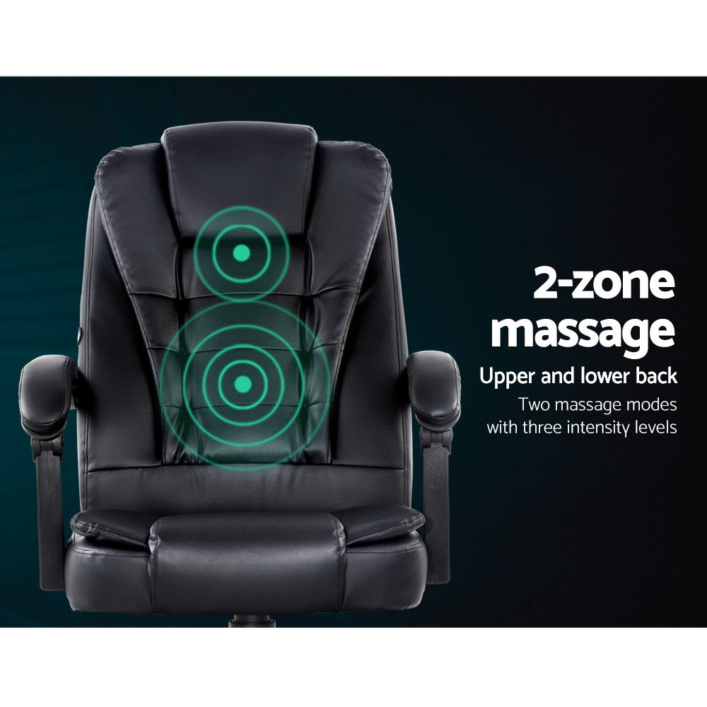 Smart Massage Office Chair | Artiss Executive Recliner (Black)
