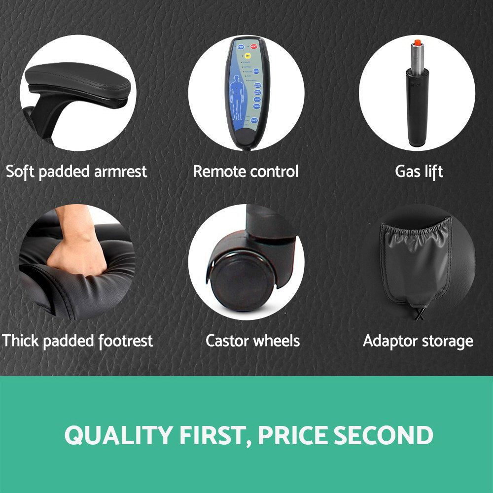 Smart 8-Point Massage Office Chair | Heated Executive Recliner (Black)