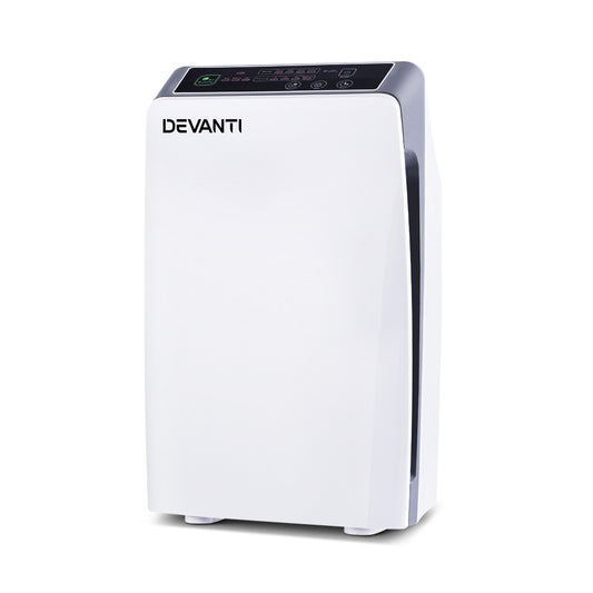 Smart Air Purifier | Devanti 4-Stage HEPA Filter with Ioniser & Remote (White)
